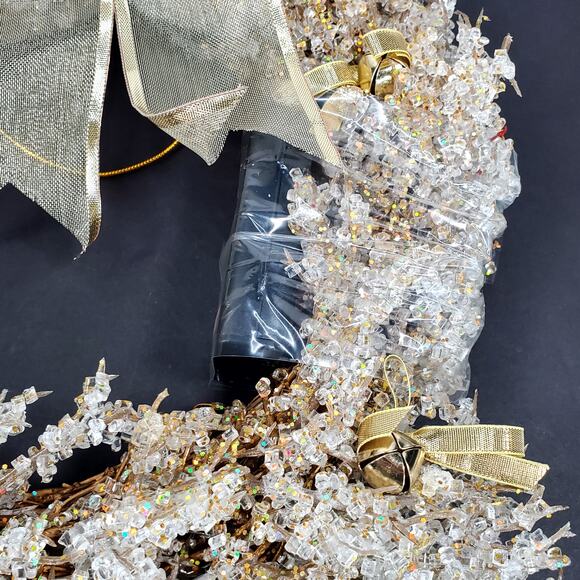 New Vtg Avon The Gift Collection Majestic Holiday Lighted Gold Crystal Wreath - Picture 5 of 8